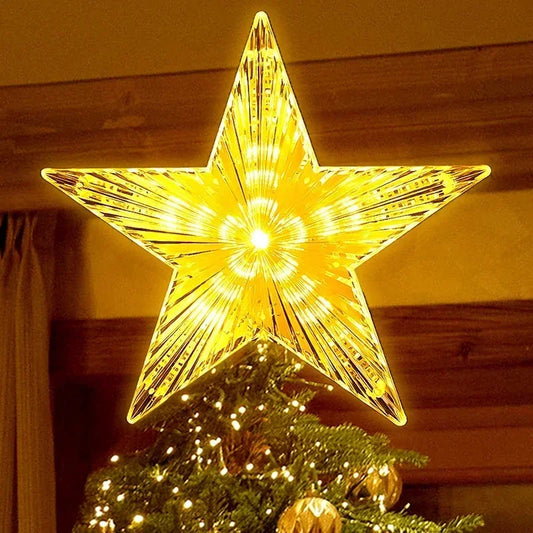 Christmas Eve Star Tree Topper Lights LED Glowing Star Lamp Sparkling Night