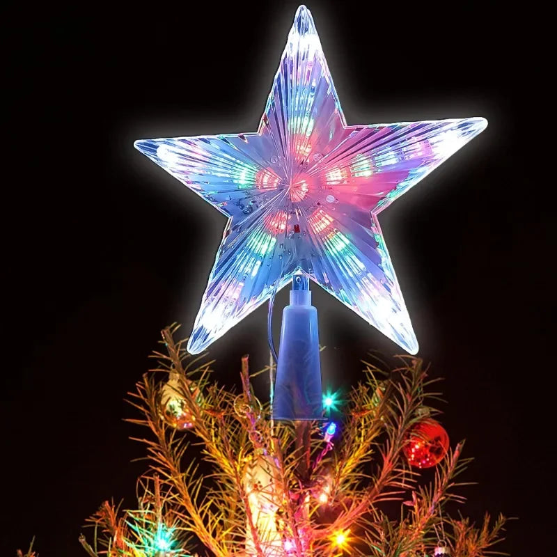 Christmas Eve Star Tree Topper Lights LED Glowing Star Lamp Sparkling Night