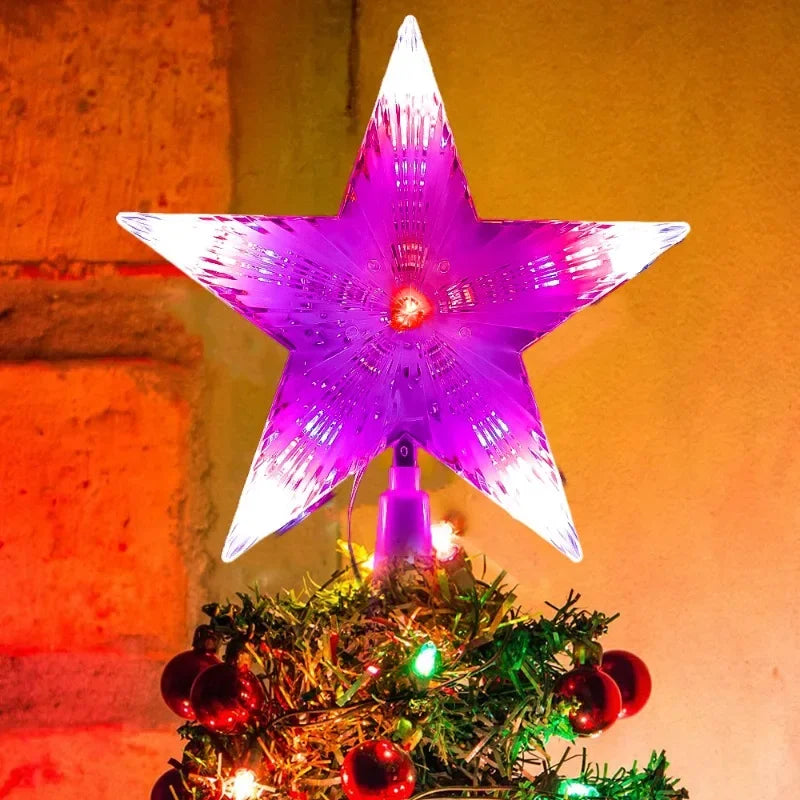 Christmas Eve Star Tree Topper Lights LED Glowing Star Lamp Sparkling Night